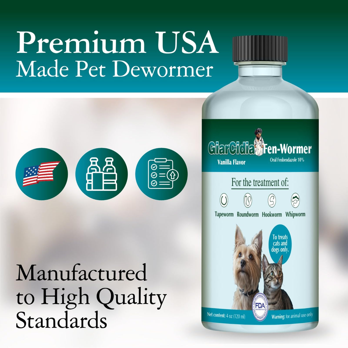4 oz Vanilla Flavour Liquid Dog & Cat Dewormer with Syringe X219113