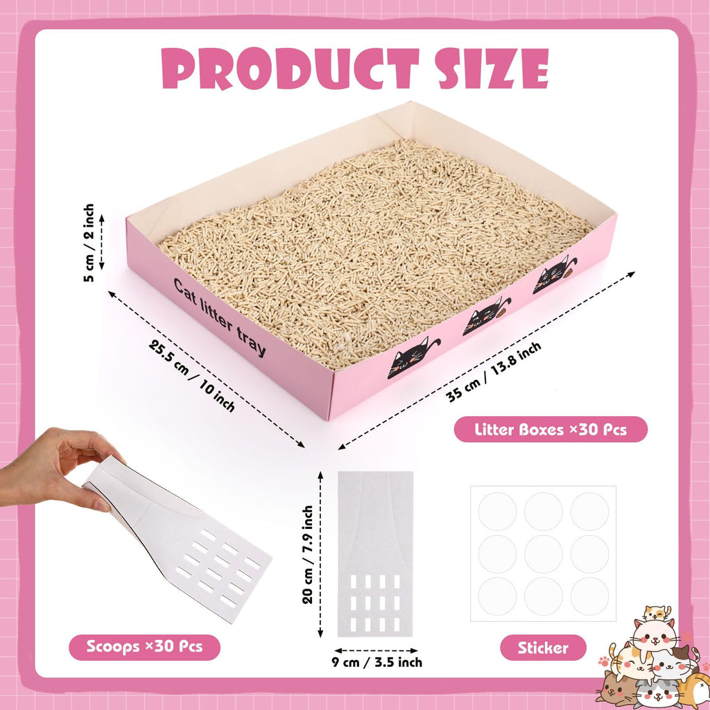 60 Pcs Disposable Cat Litter Boxes with Scoops U71205