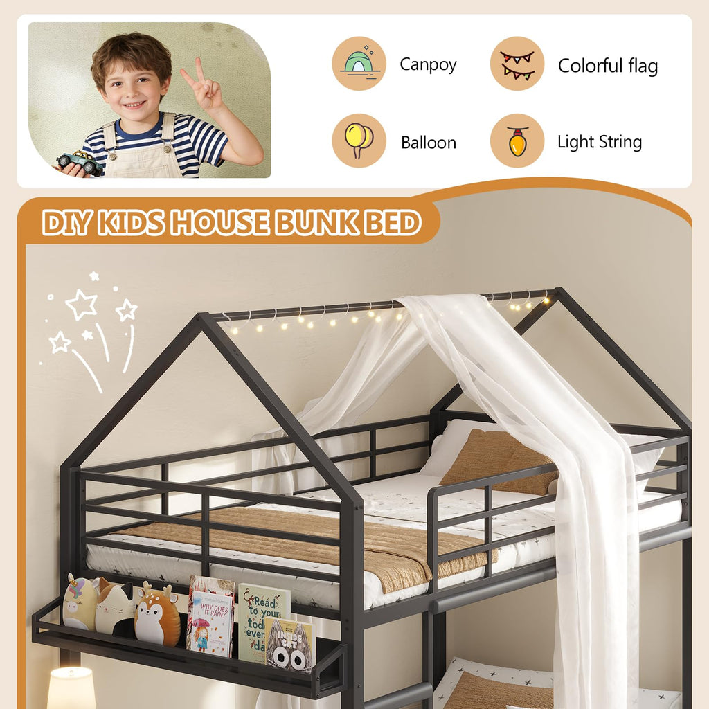 Twin Over Twin Bunk Bed with Desk and Drawers I781