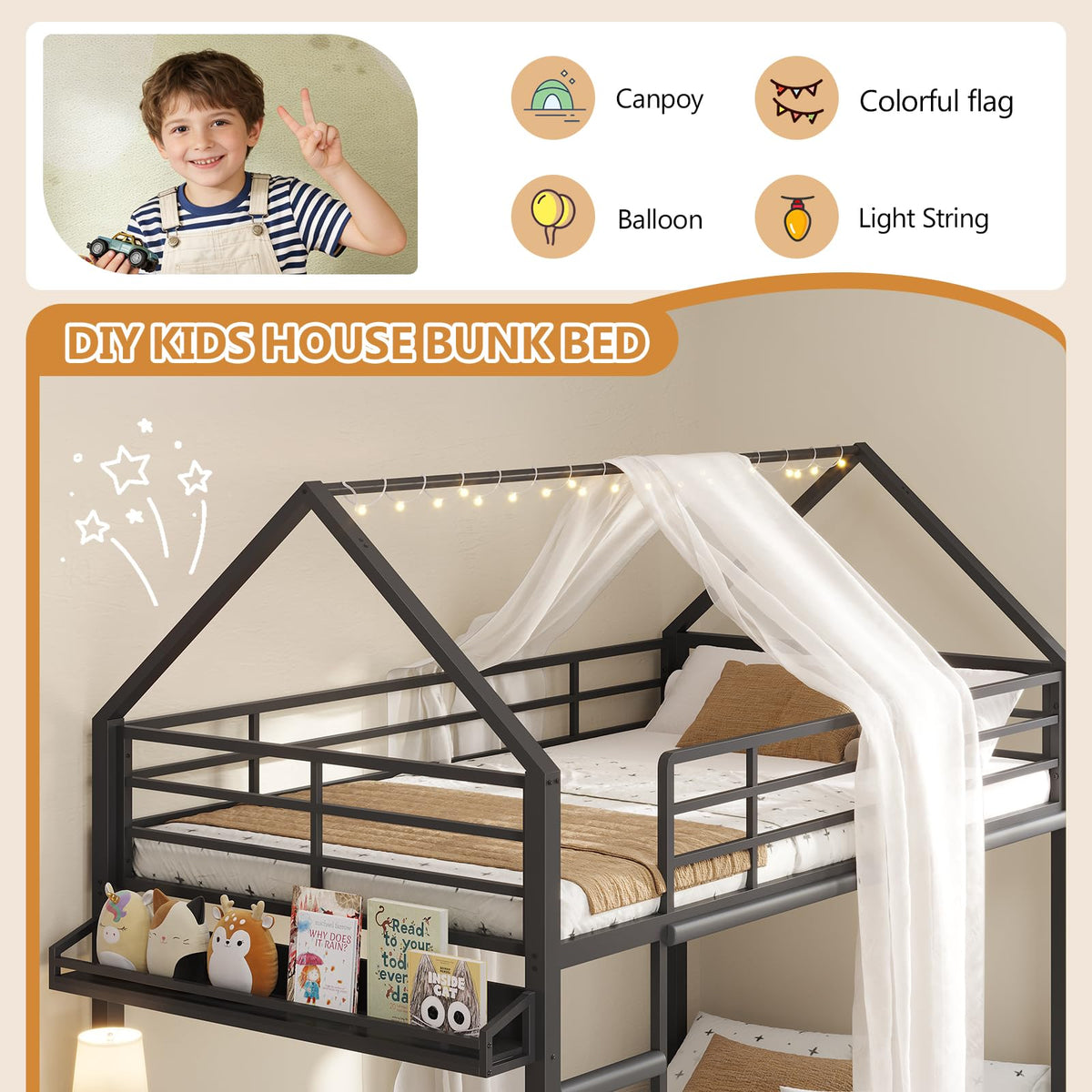 Twin Over Twin Bunk Bed with Desk and Drawers I781