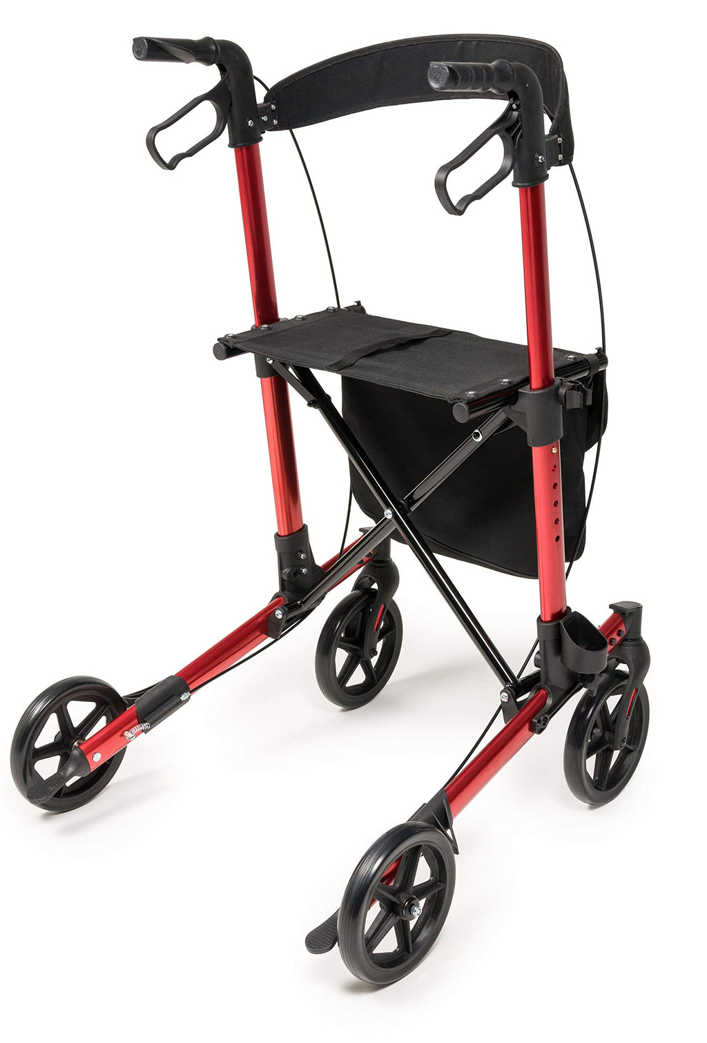 Tall Rollator Walker with Seat 8” Wheels Apple Red Z91912