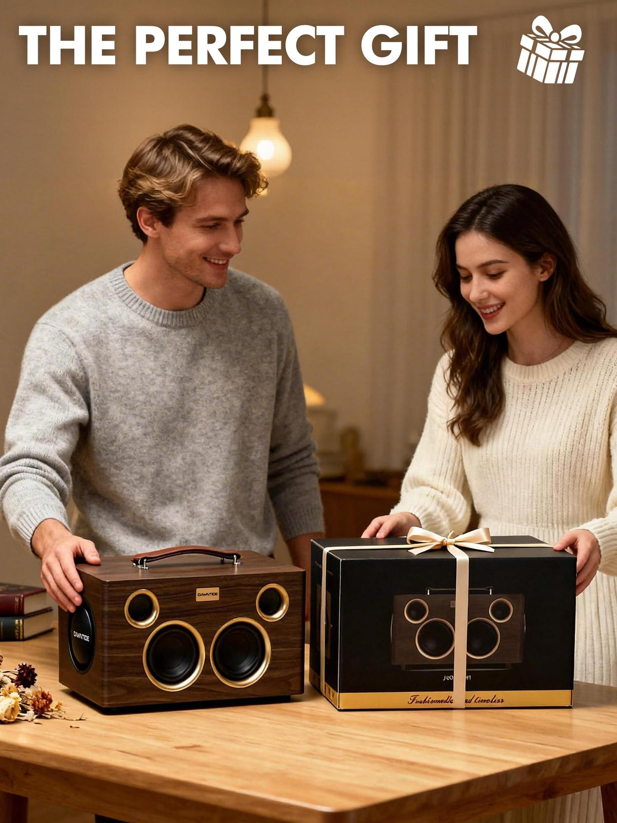 Portable Bluetooth Speaker 240W Peak Power Wooden Audio System R259577