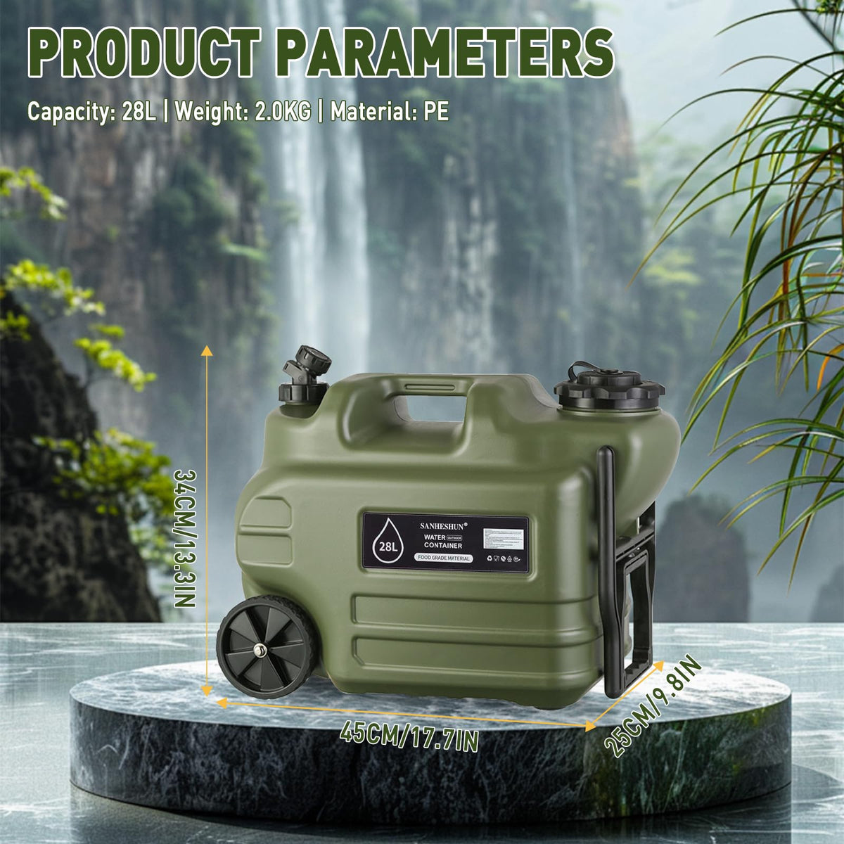 7.4 Gallon Water Jug with Wheels & Handle A36433