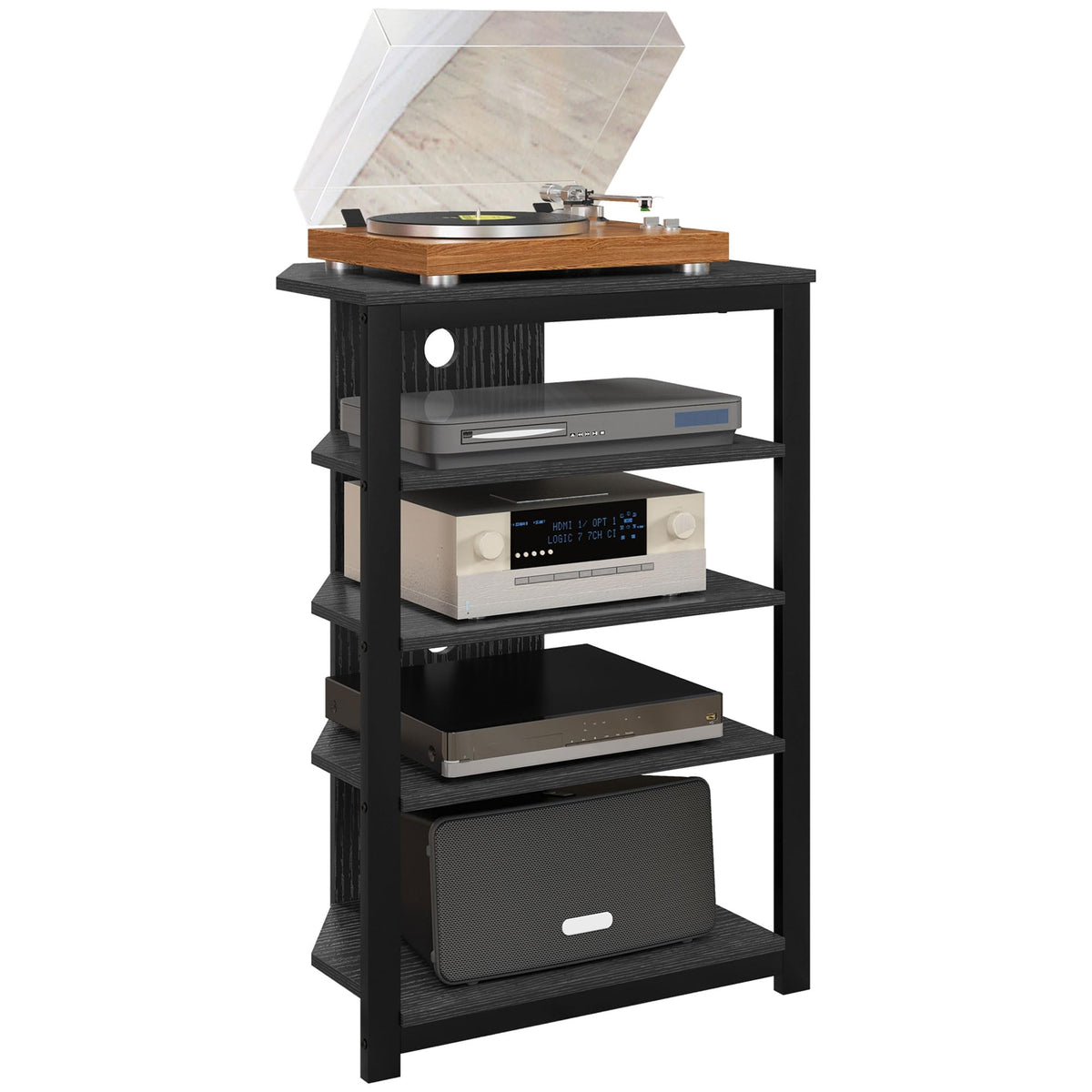 Black 4-Tier Media Stand S96357