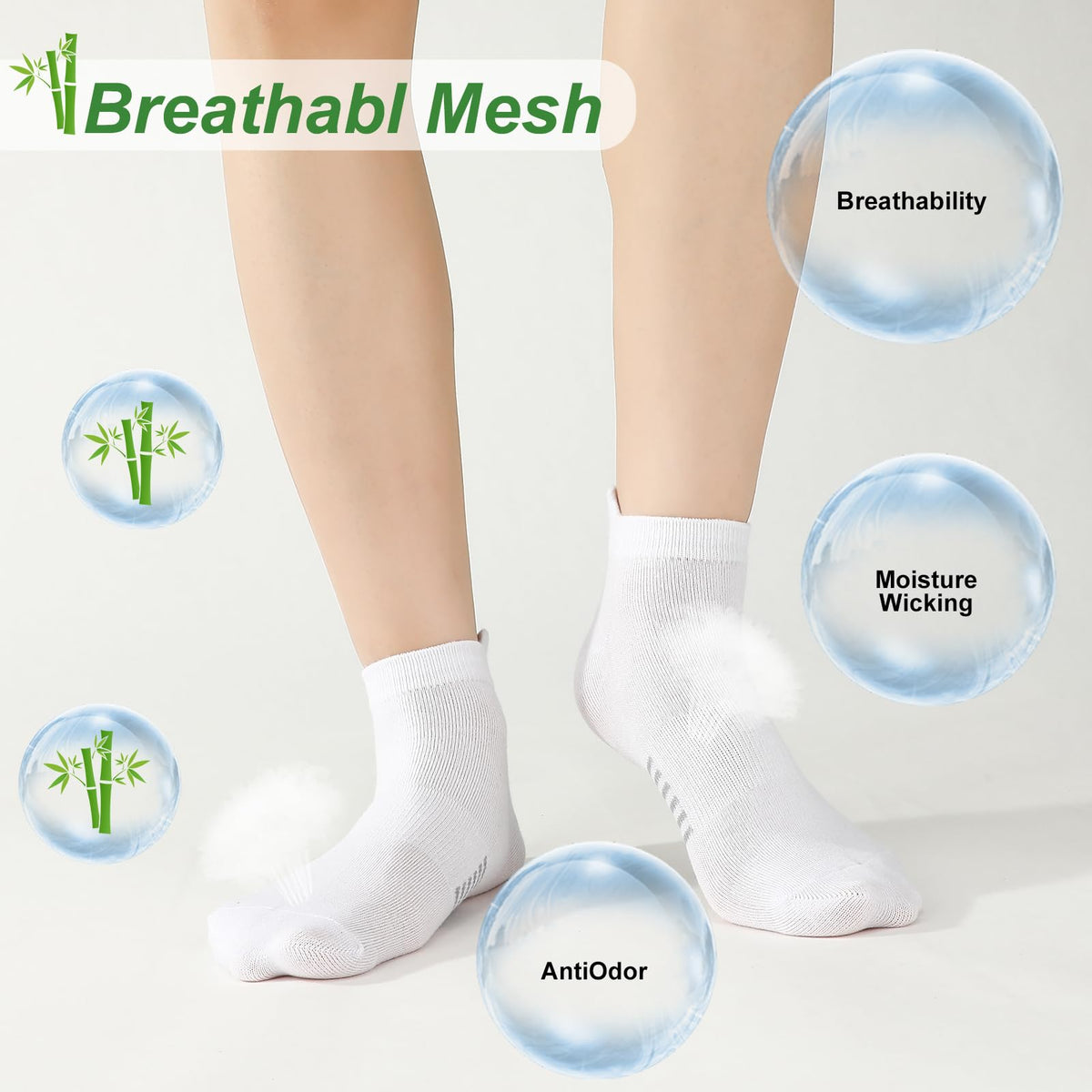 6 Pairs Thin Breathable Bamboo Ankle Socks R335