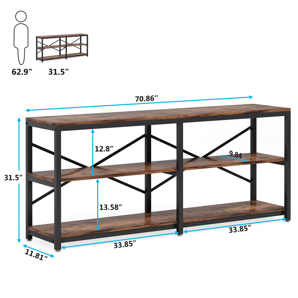 70.9 Inch 3-Tier Console Table with Storage Shelves R2895