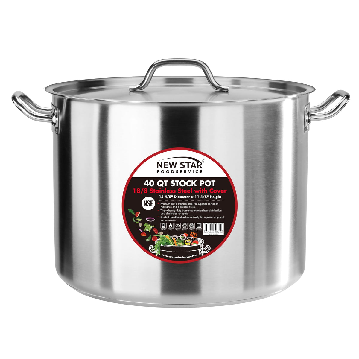 40 Qt Stainless Steel Stock Pot with Cover V92083
