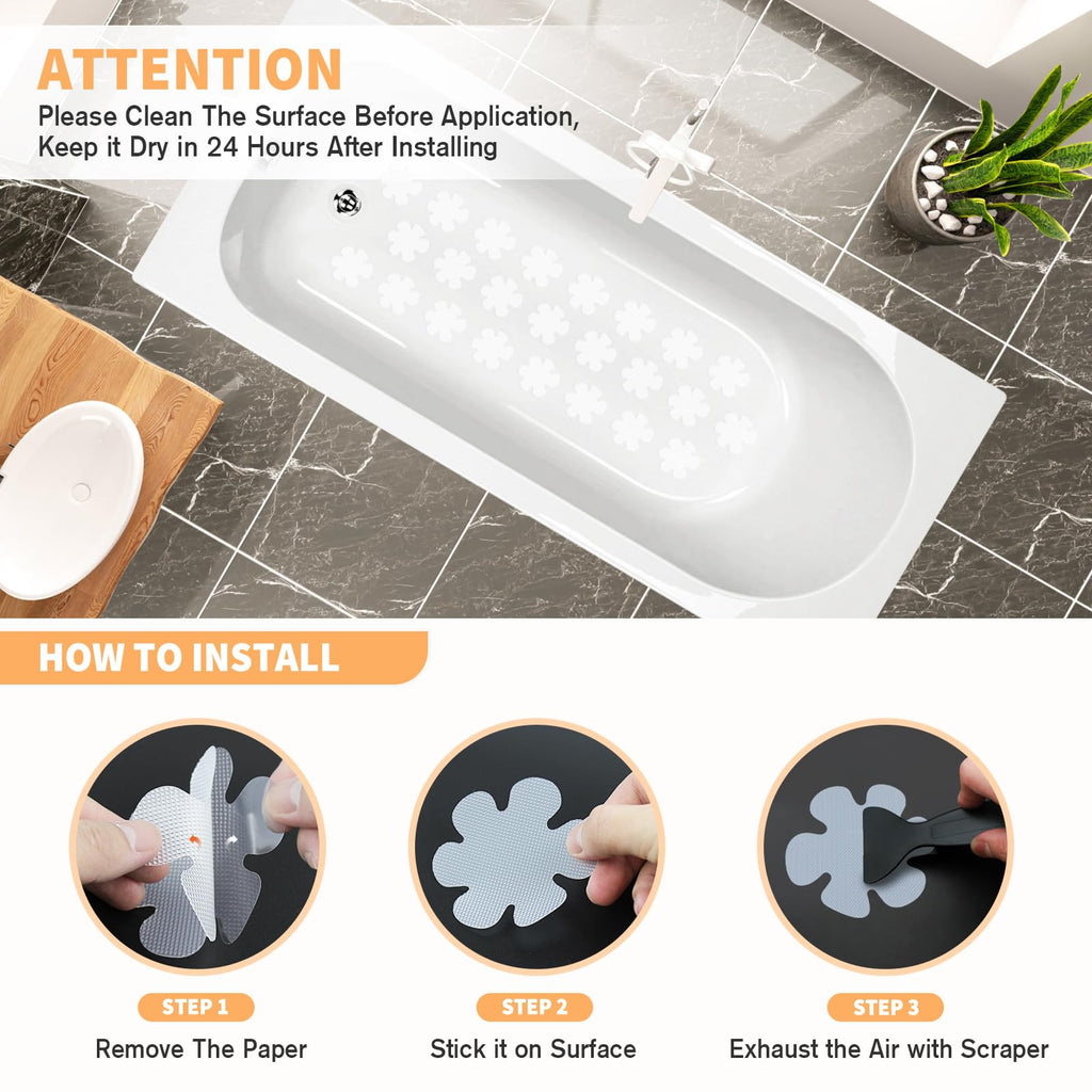 24 PCS Clear Non Slip Bathtub Stickers D8346