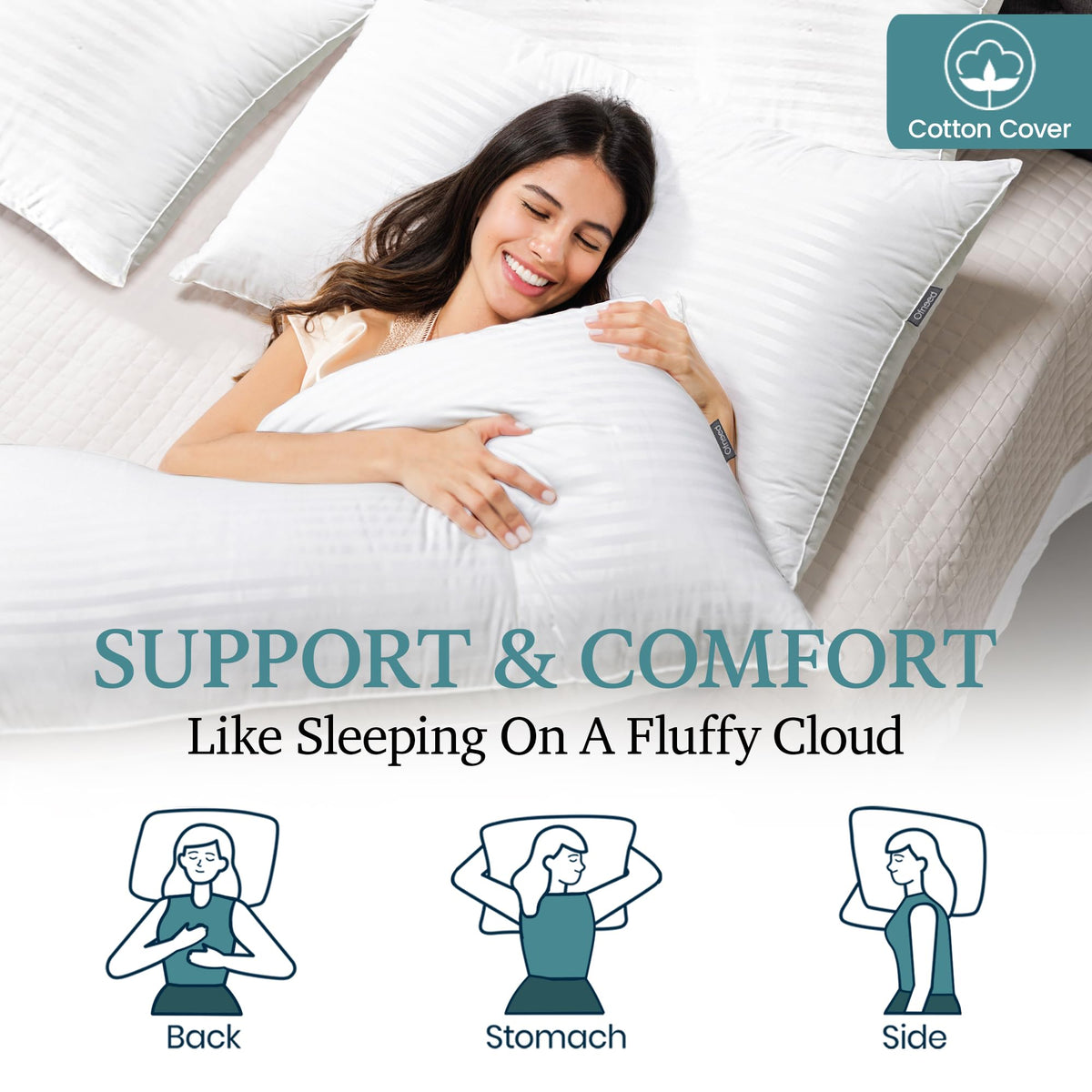 King Size Down Alternative Pillows Set of 2 Cotton Cover 20"x36" Z1920