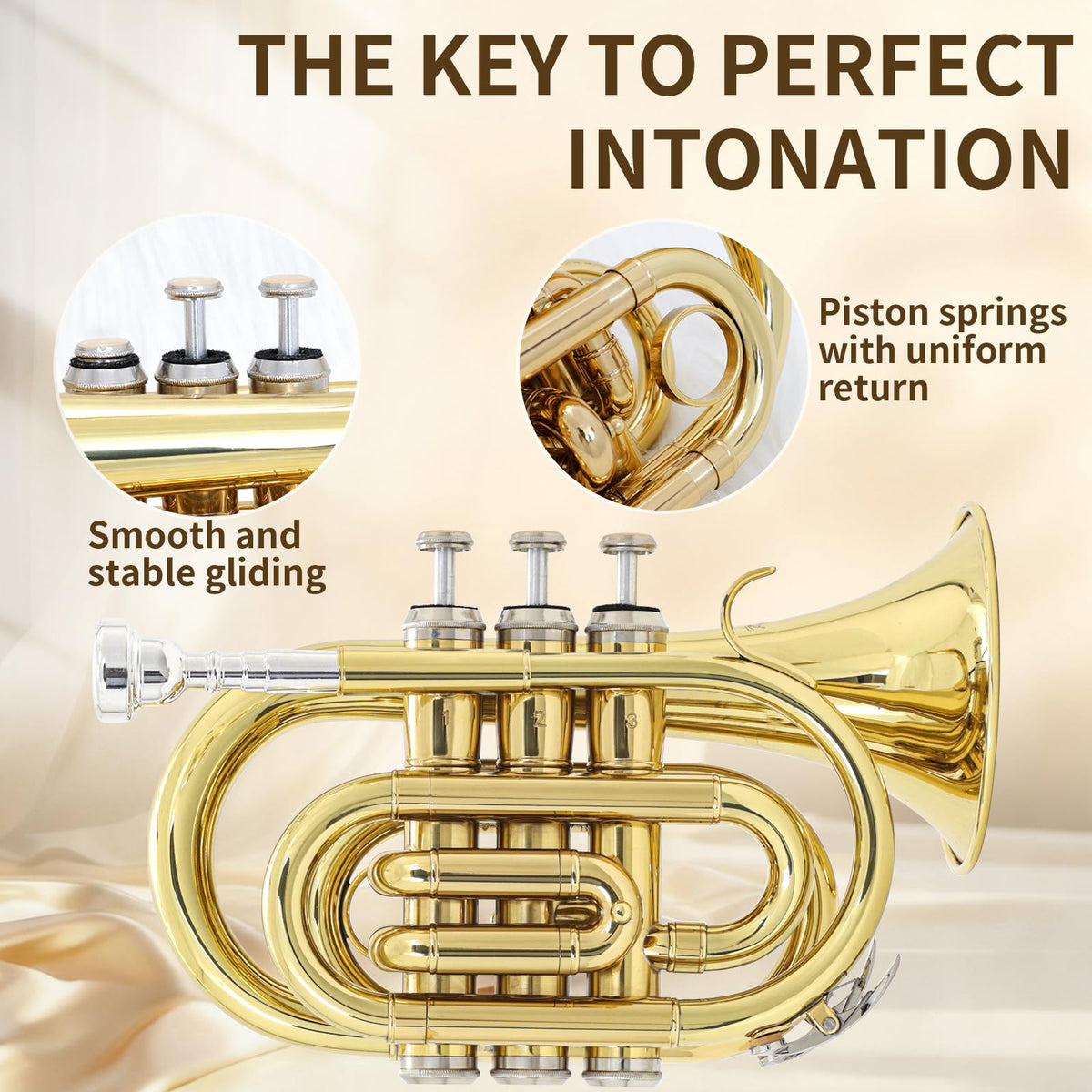 Bb Pocket Trumpet with Case, 7C Mouthpiece and Cleaning Kit I746398