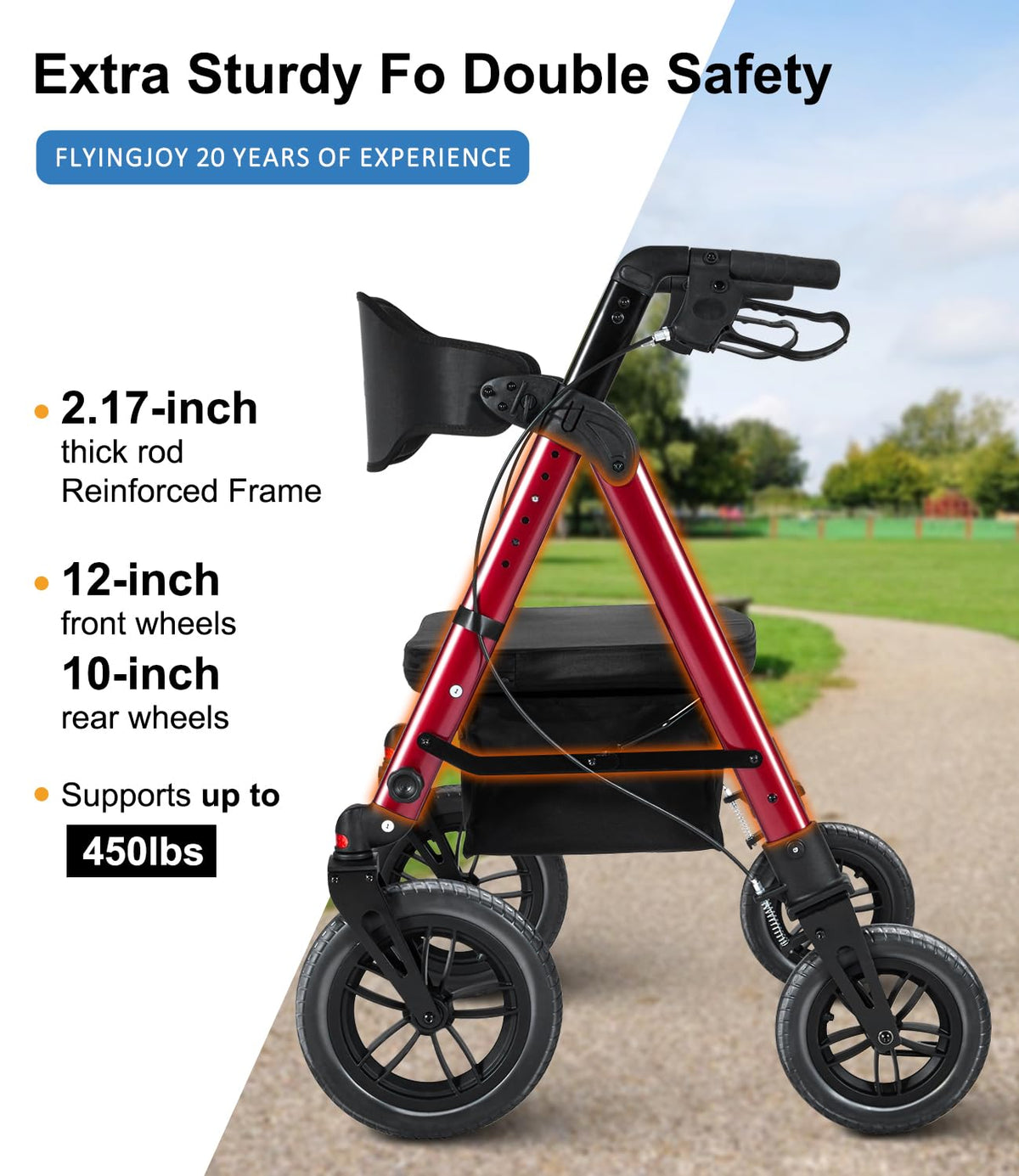 Heavy-Duty Bariatric Rollator Walker with Seat B568015