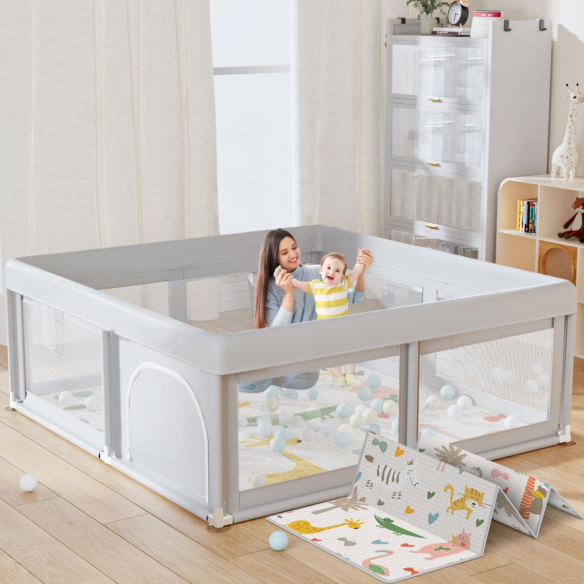 Baby Playpen with Mat, 50x50 Inch F558