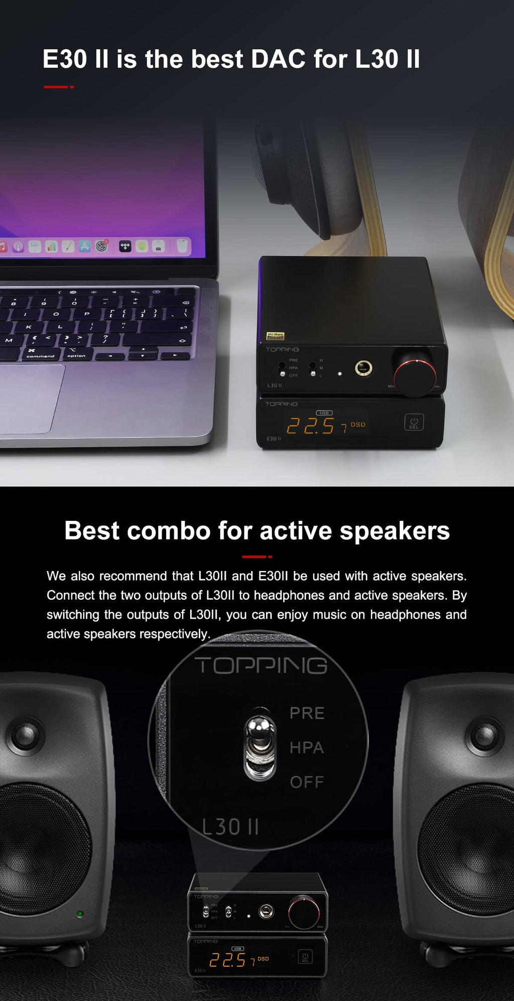 Topping E30 II DAC Preamp Audio Decoder + Topping L30II NFCA Linear Headphone Amp X1615