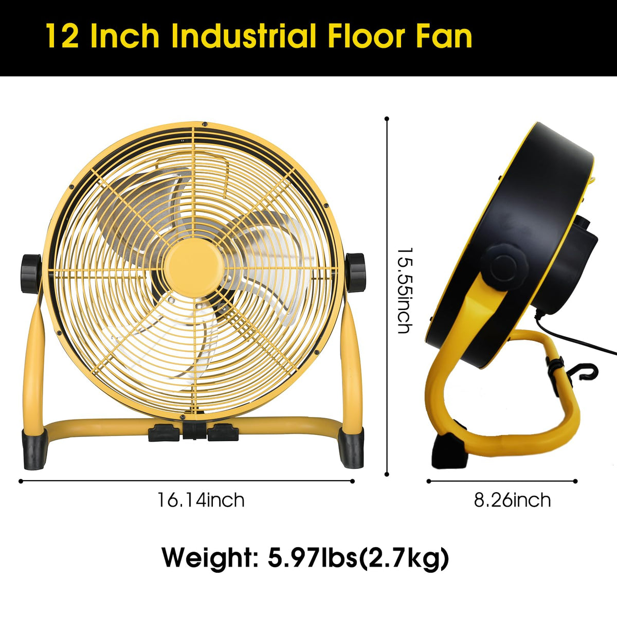 12 Inch High Velocity Metal Floor Fan F590195