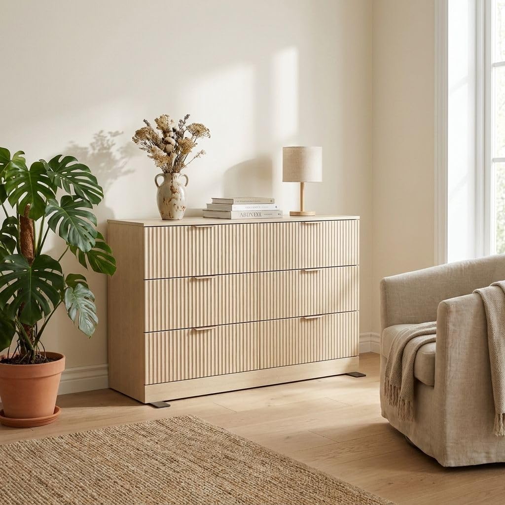 Natural Wood 6 Drawer Dresser Y36951