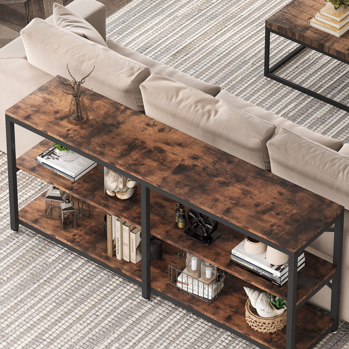 70.9 Inch 3-Tier Console Table with Storage Shelves R2895
