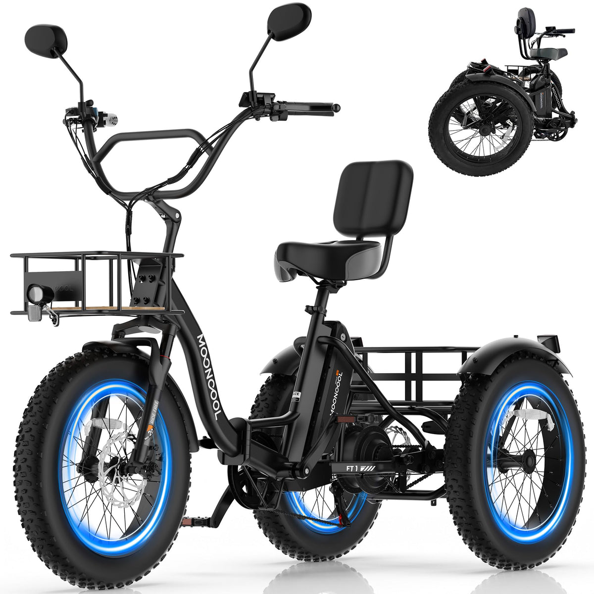 20" Fat Tire 7 Speed Folding Electric Trike V442