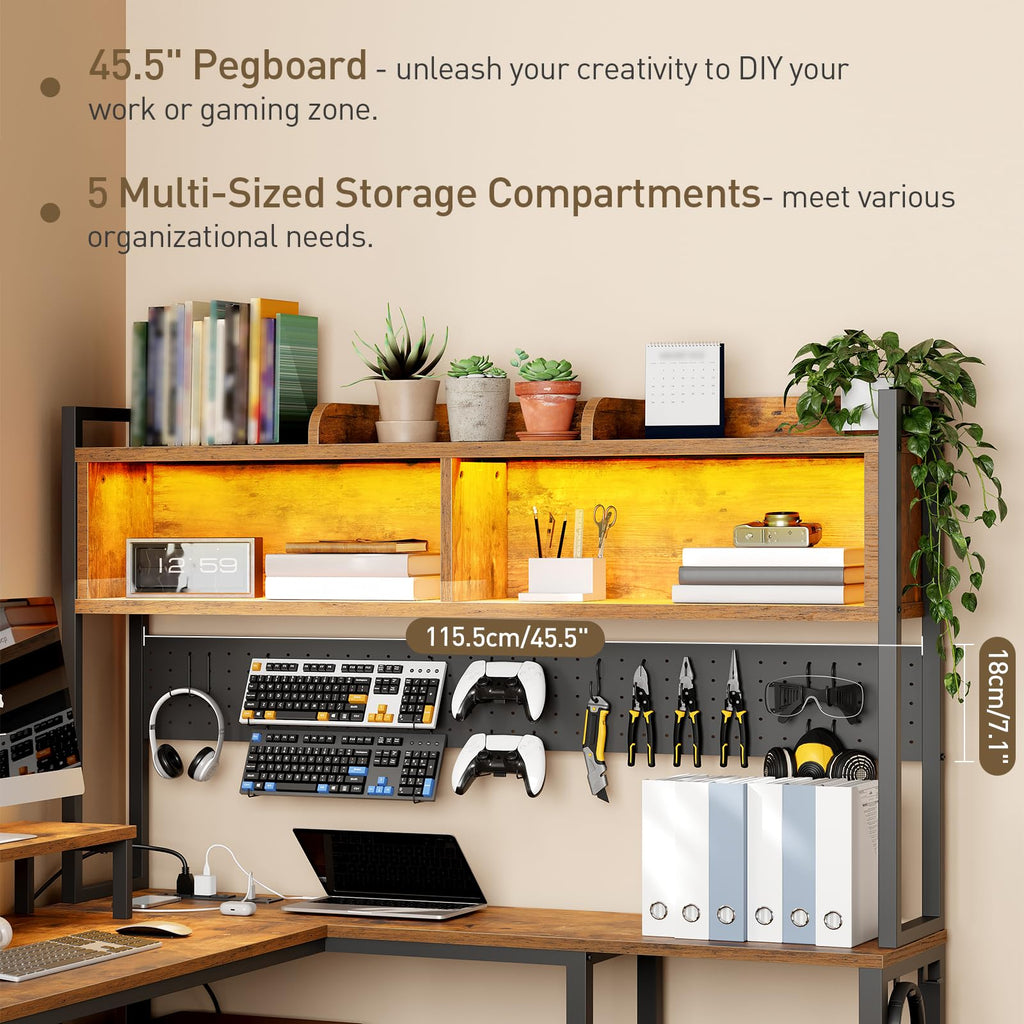 L Shaped Gaming Desk with Storage Drawers & Shelves B75500