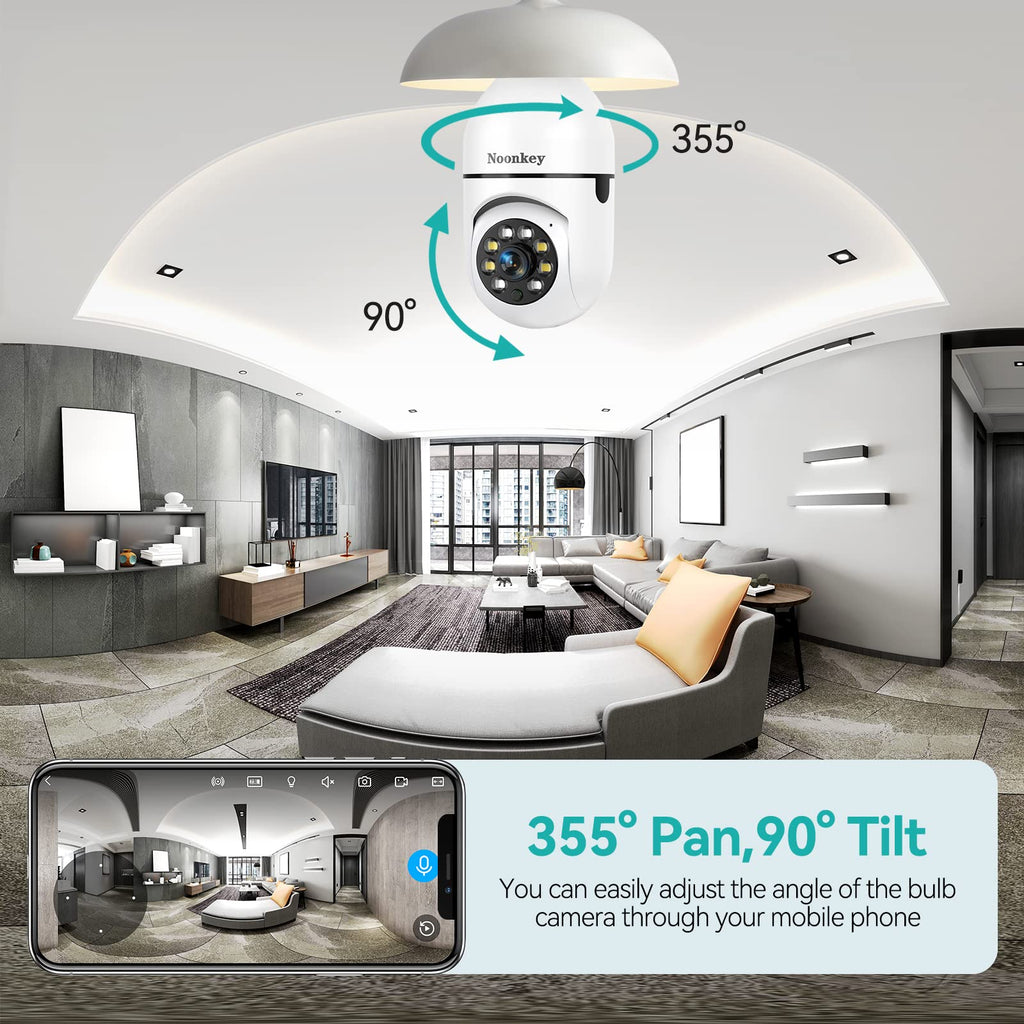 Light Bulb Security Camera 2K 3MP WiFi 360° Color Night Vision Two-Way Talk G770