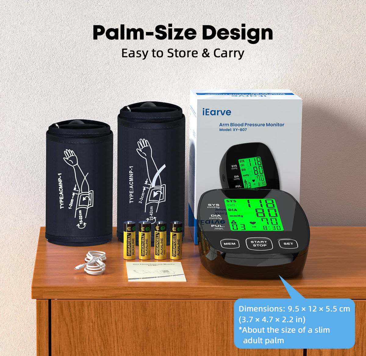 Blood Pressure Monitor with 2 Size Cuffs I3424