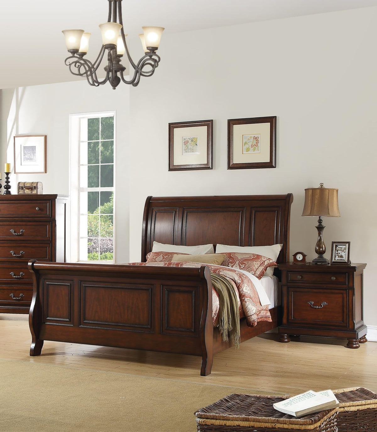California King Bed Frame Antique Cherry V84503