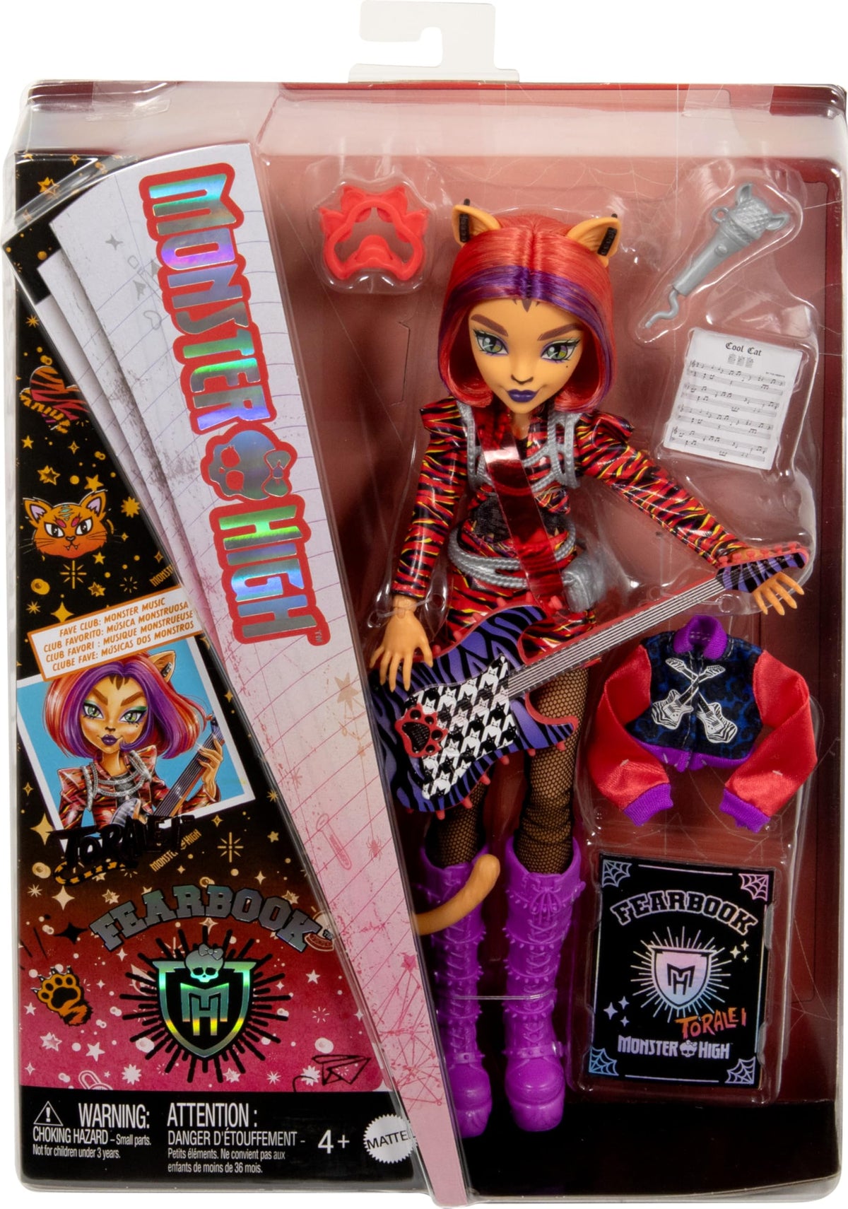 Monster High Toralei Music Club Doll With Varsity Jacket, Yearbook, And Accessories S3787