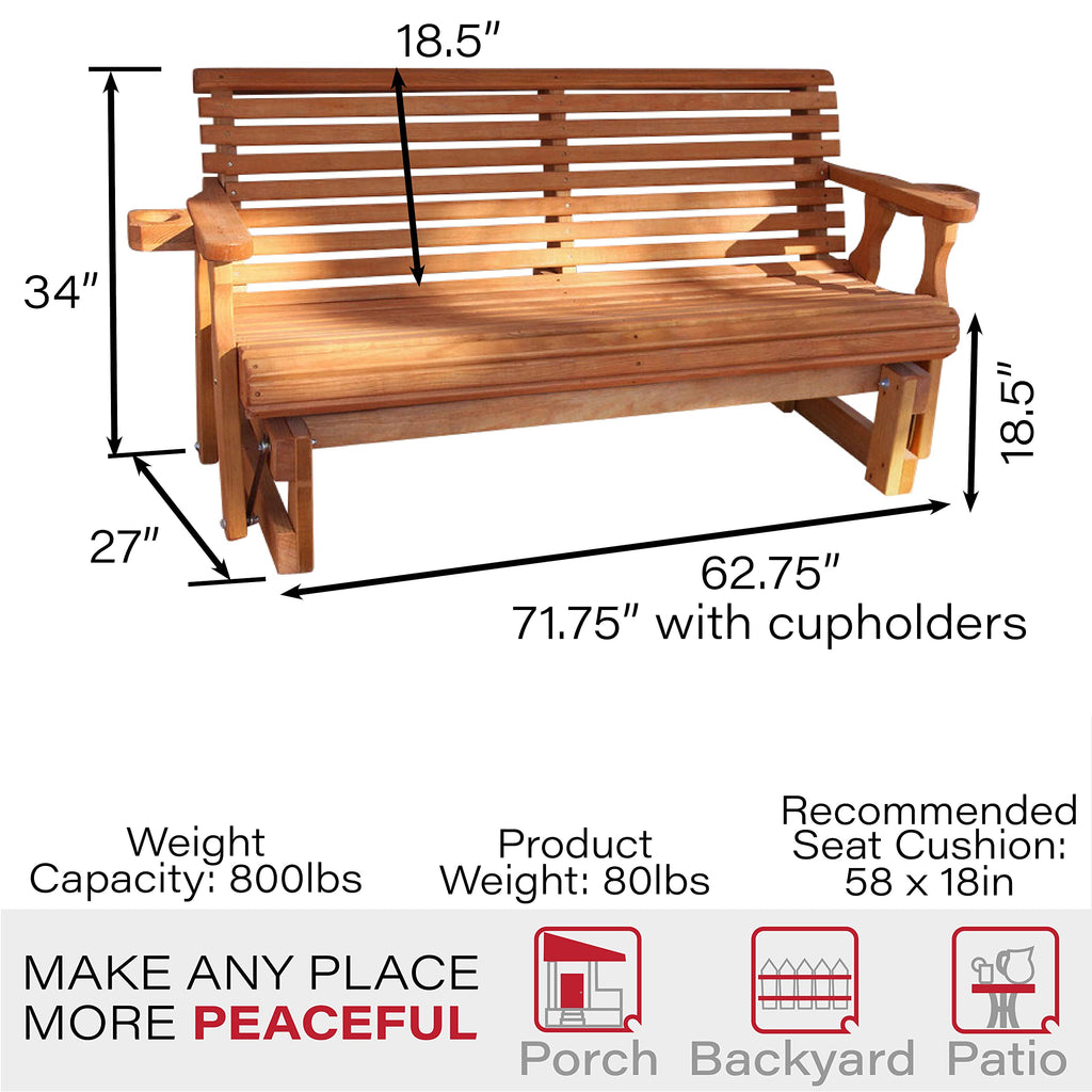Heavy Duty Roll Back Porch Glider with Cupholders J302101