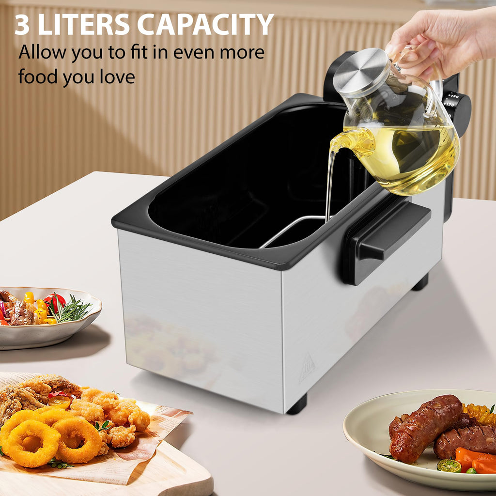 3L 1500W Deep Fryer with Adjustable Temperature D423