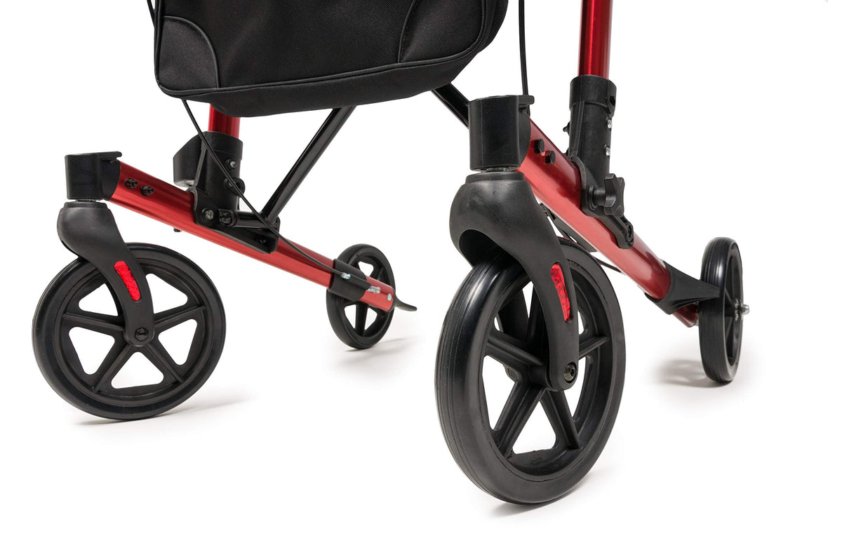 Tall Rollator Walker with Seat 8” Wheels Apple Red Z91912