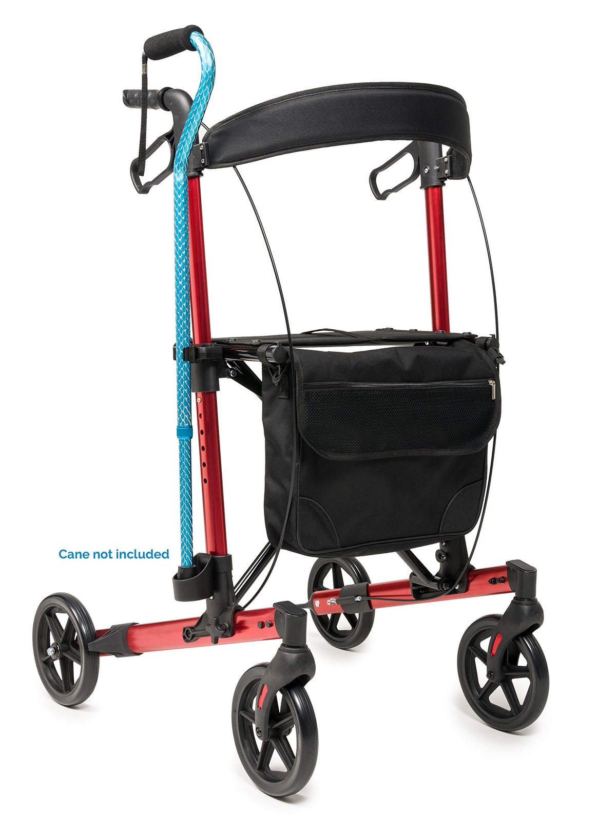 Tall Rollator Walker with Seat 8” Wheels Apple Red Z91912