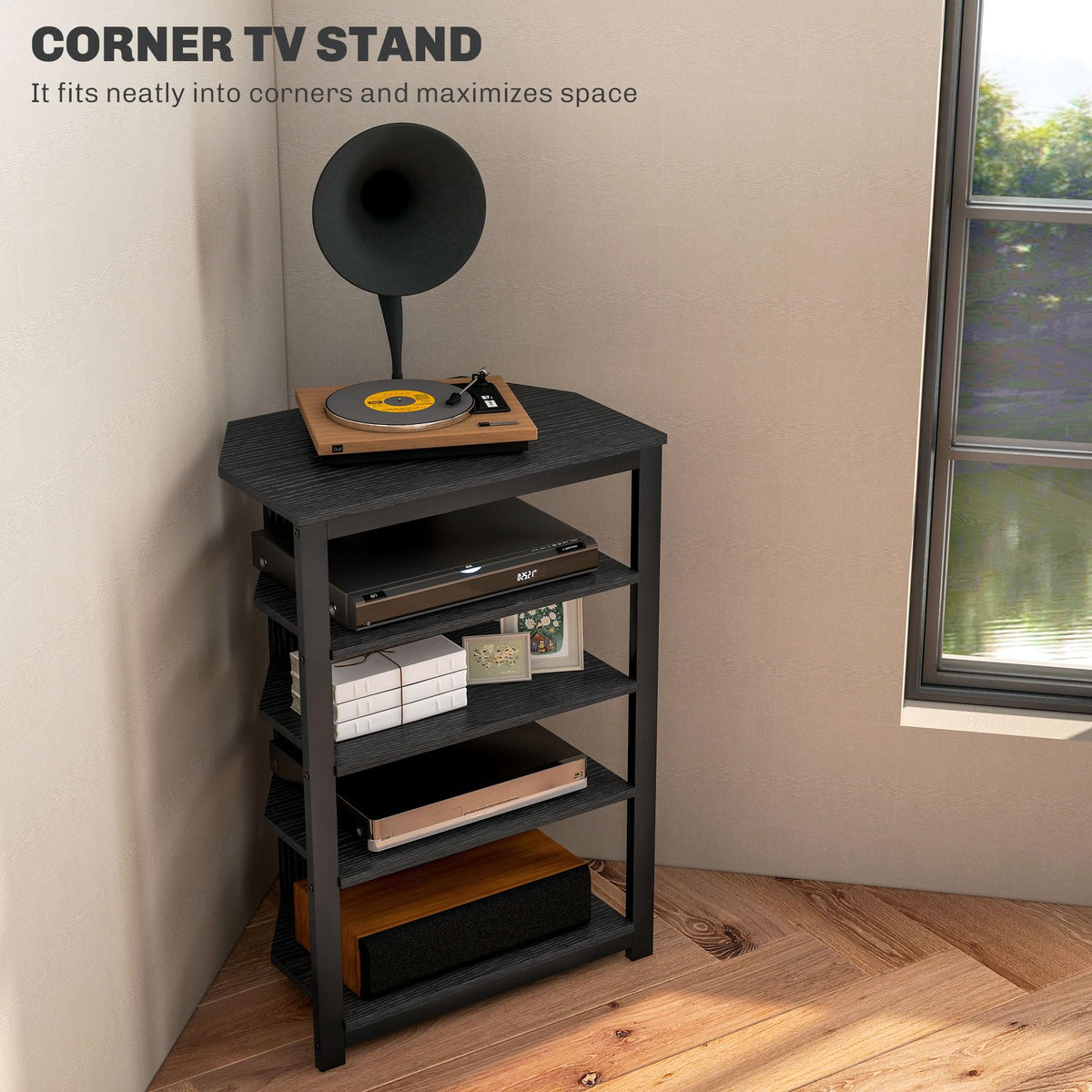 Black 4-Tier Media Stand S96357