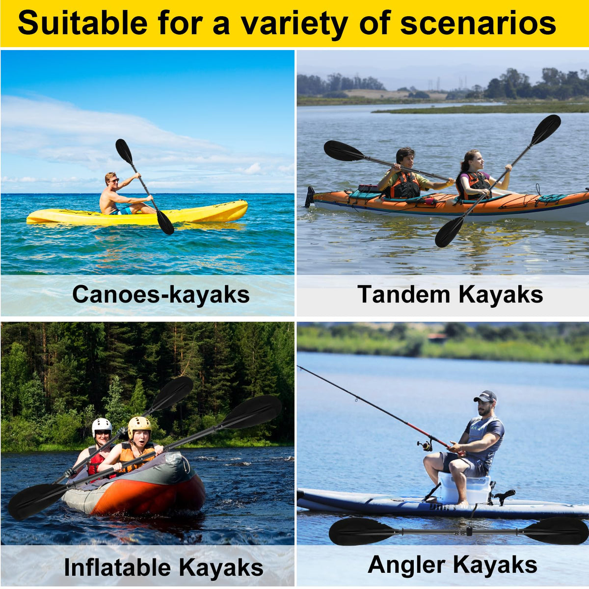 Telescopic Canoe Paddle 70inch to 95inch Black Z155