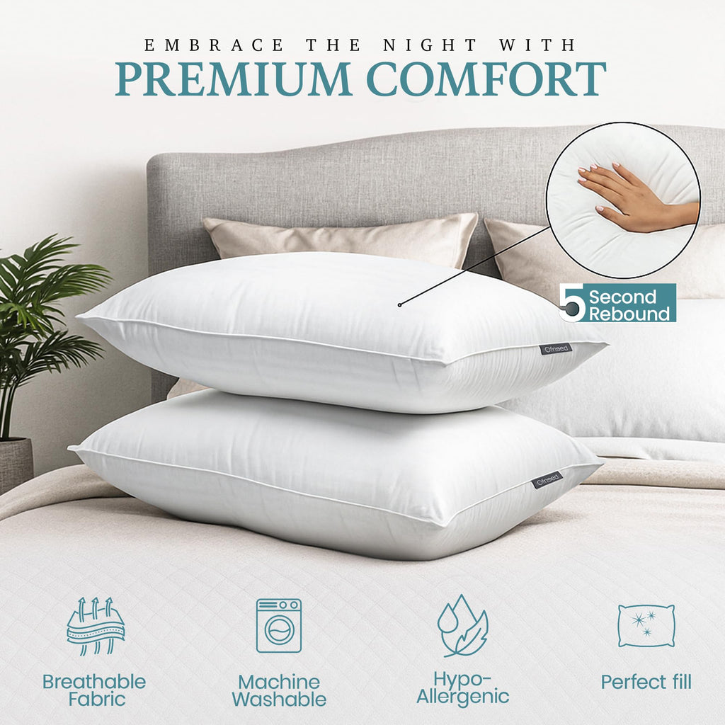 King Size Down Alternative Pillows Set of 2 Cotton Cover 20"x36" Z1920