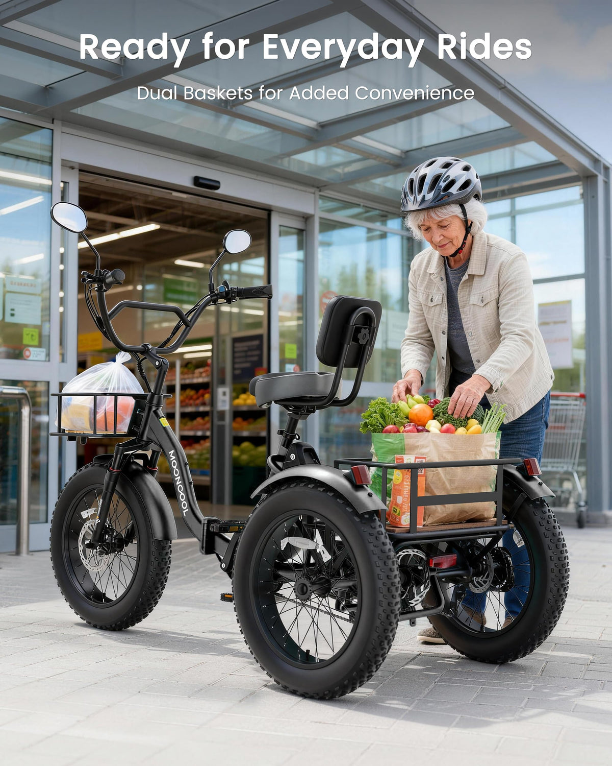 20" Fat Tire 7 Speed Folding Electric Trike V442