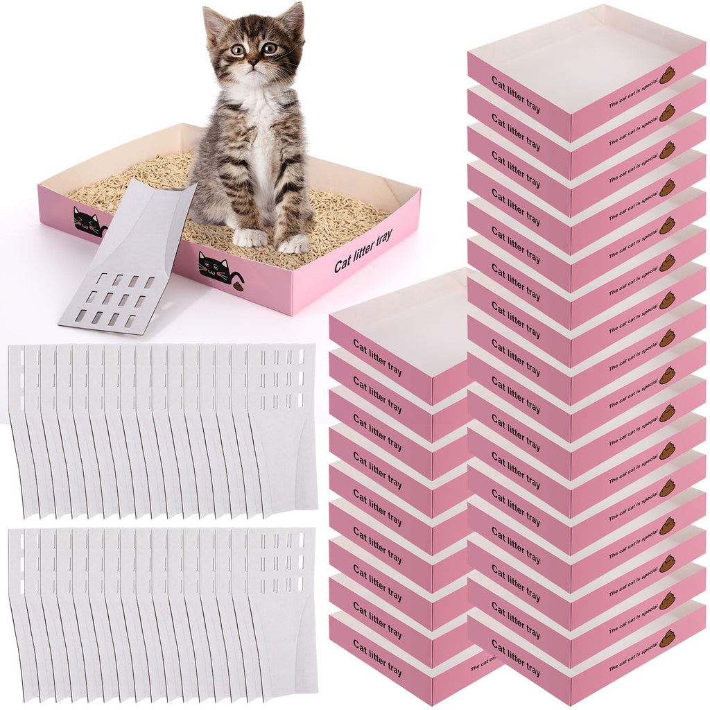 60 Pcs Disposable Cat Litter Boxes with Scoops U71205