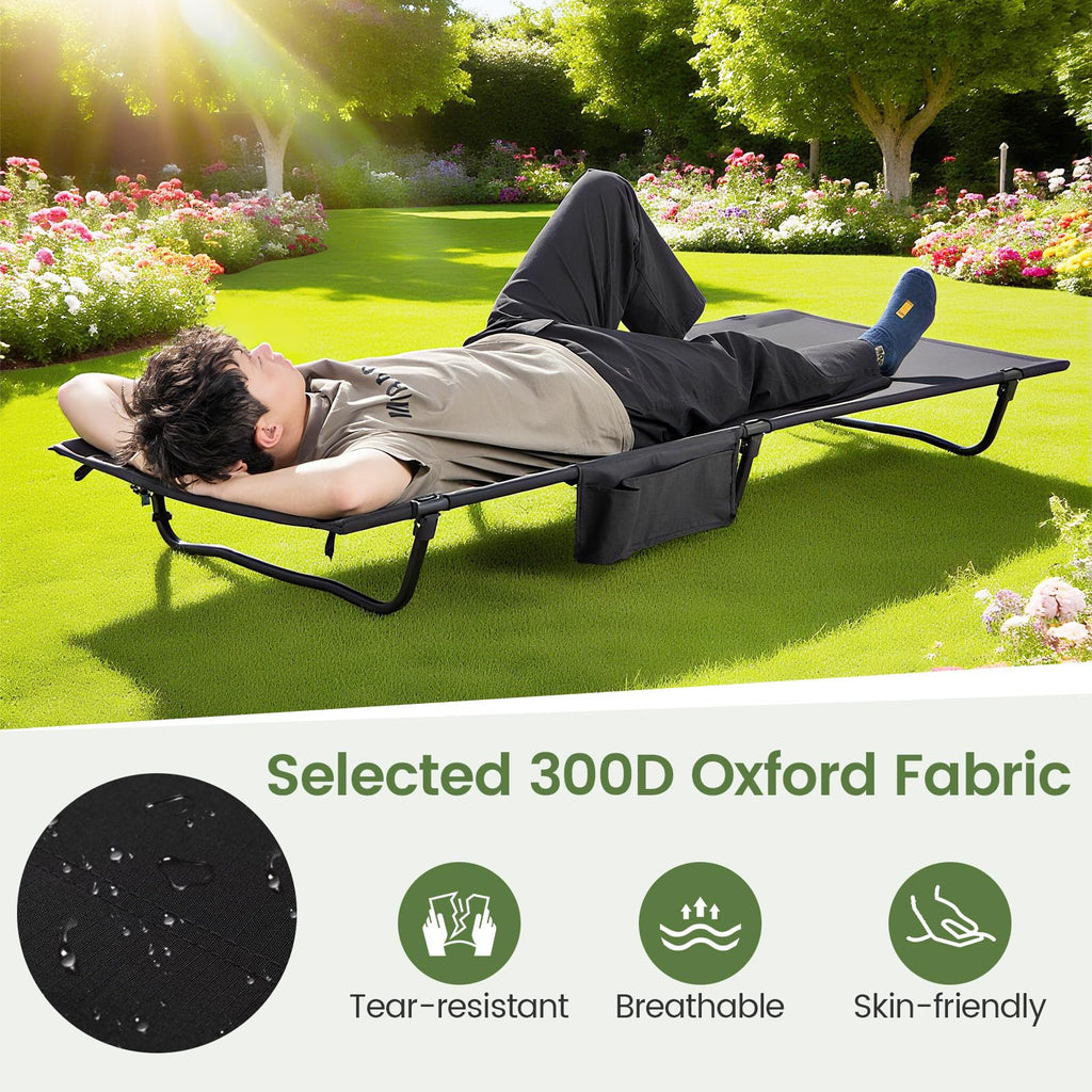 Folding Camping Cot with Carrying Bag & Side Pocket I197
