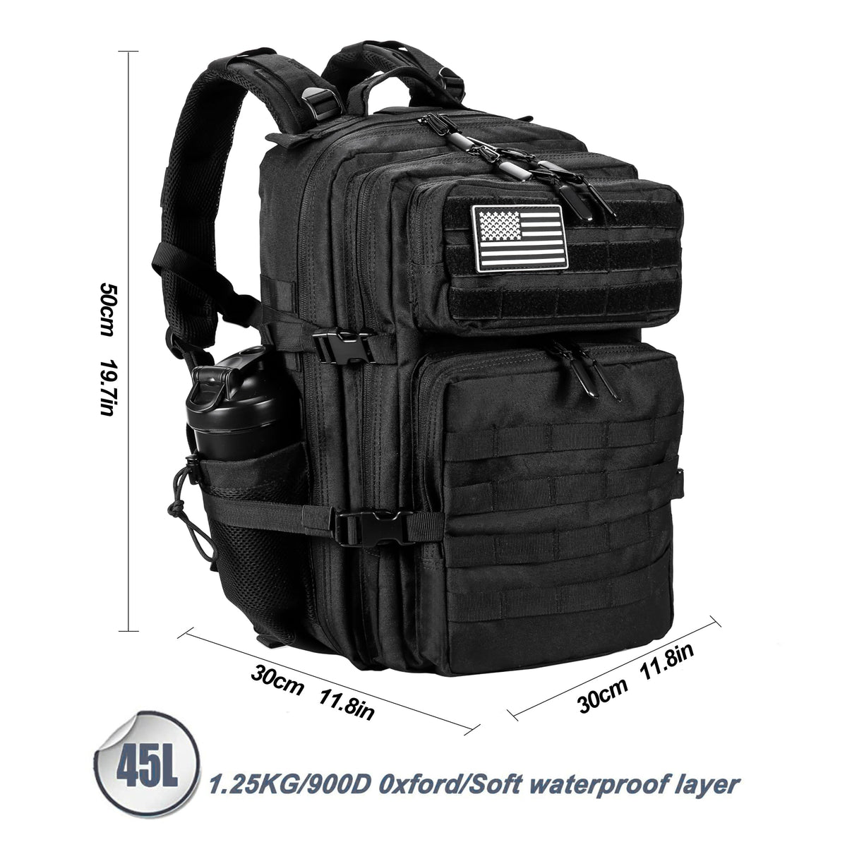 45L Tactical Backpack with Molle System Black K81137