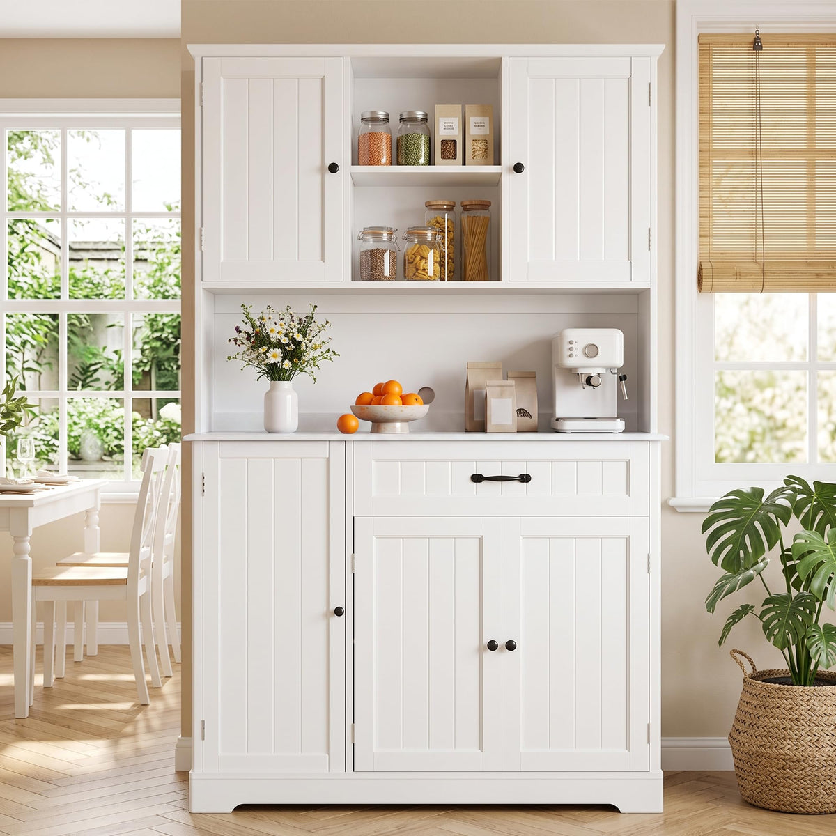 Tall White Kitchen Storage Cabinet with Door and Shelves X20724