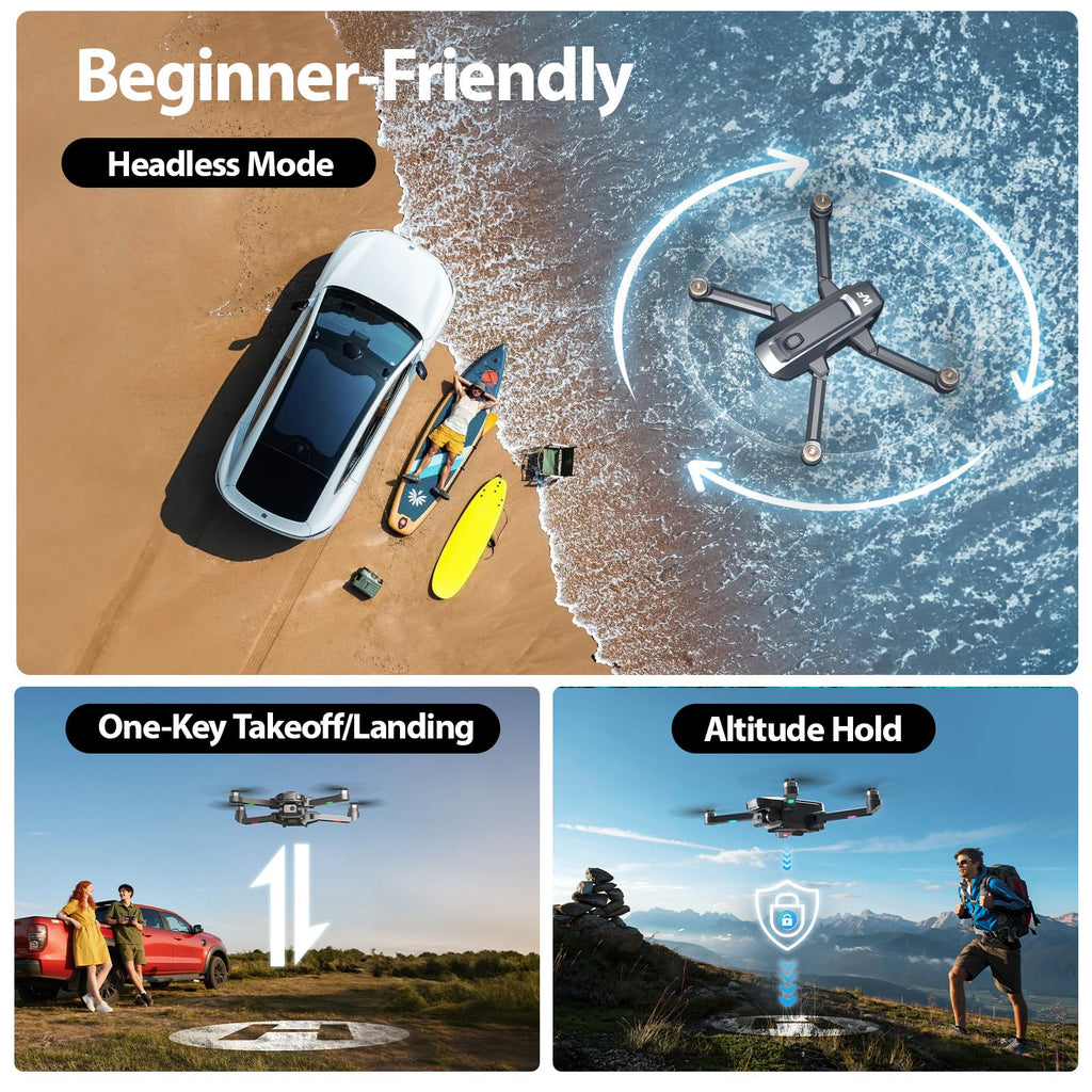 4K Foldable GPS Drone with 4.5" Screen Under 249g Black R34790