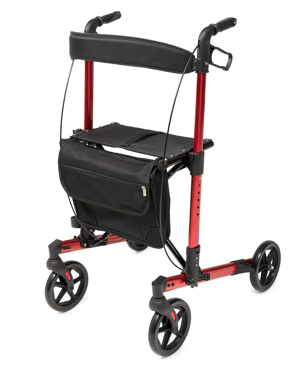 Tall Rollator Walker with Seat 8” Wheels Apple Red Z91912