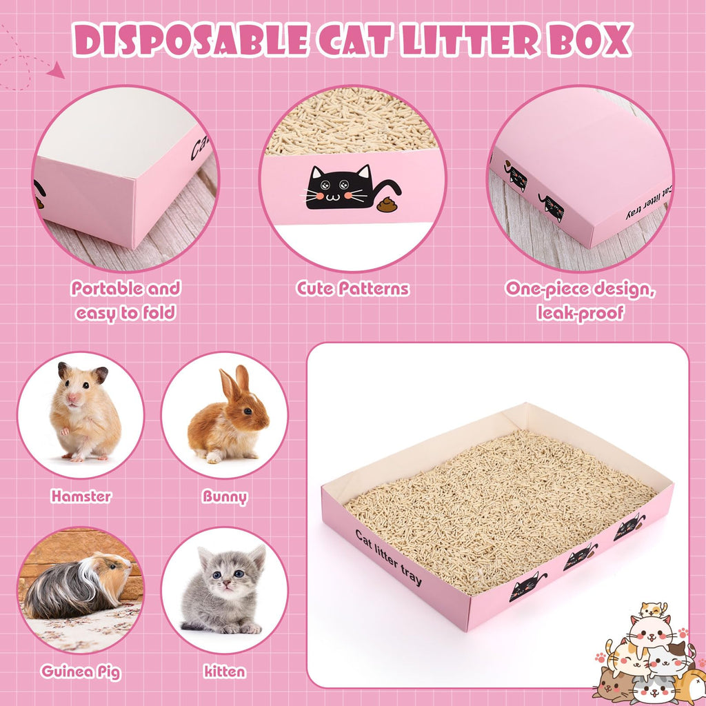 60 Pcs Disposable Cat Litter Boxes with Scoops U71205