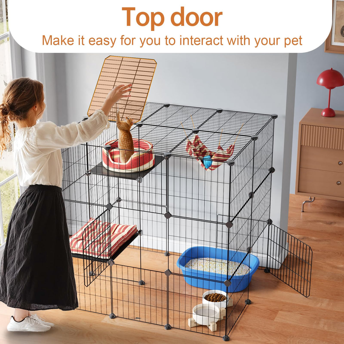 3-Tier Detachable Metal Wire Cat Cage Playpen N2565