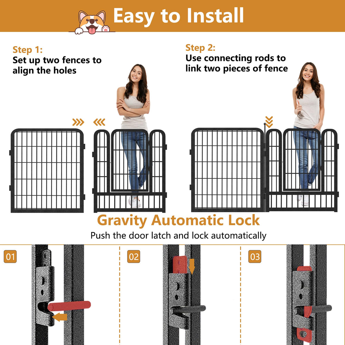 16 Panels Heavy Duty Foldable Metal Dog Playpen U432949
