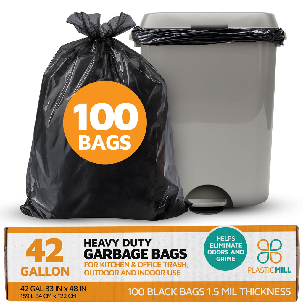 Black 42-Gallon 1.5 Mil Tall Trash Can Liners F320729