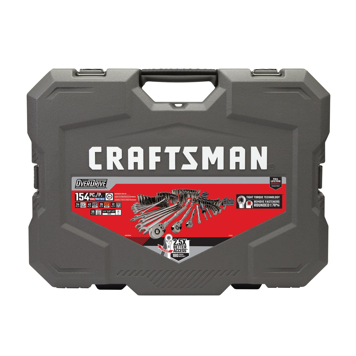 154-Piece Gunmetal Chrome Mechanics Tool Set with Hard Case U1396
