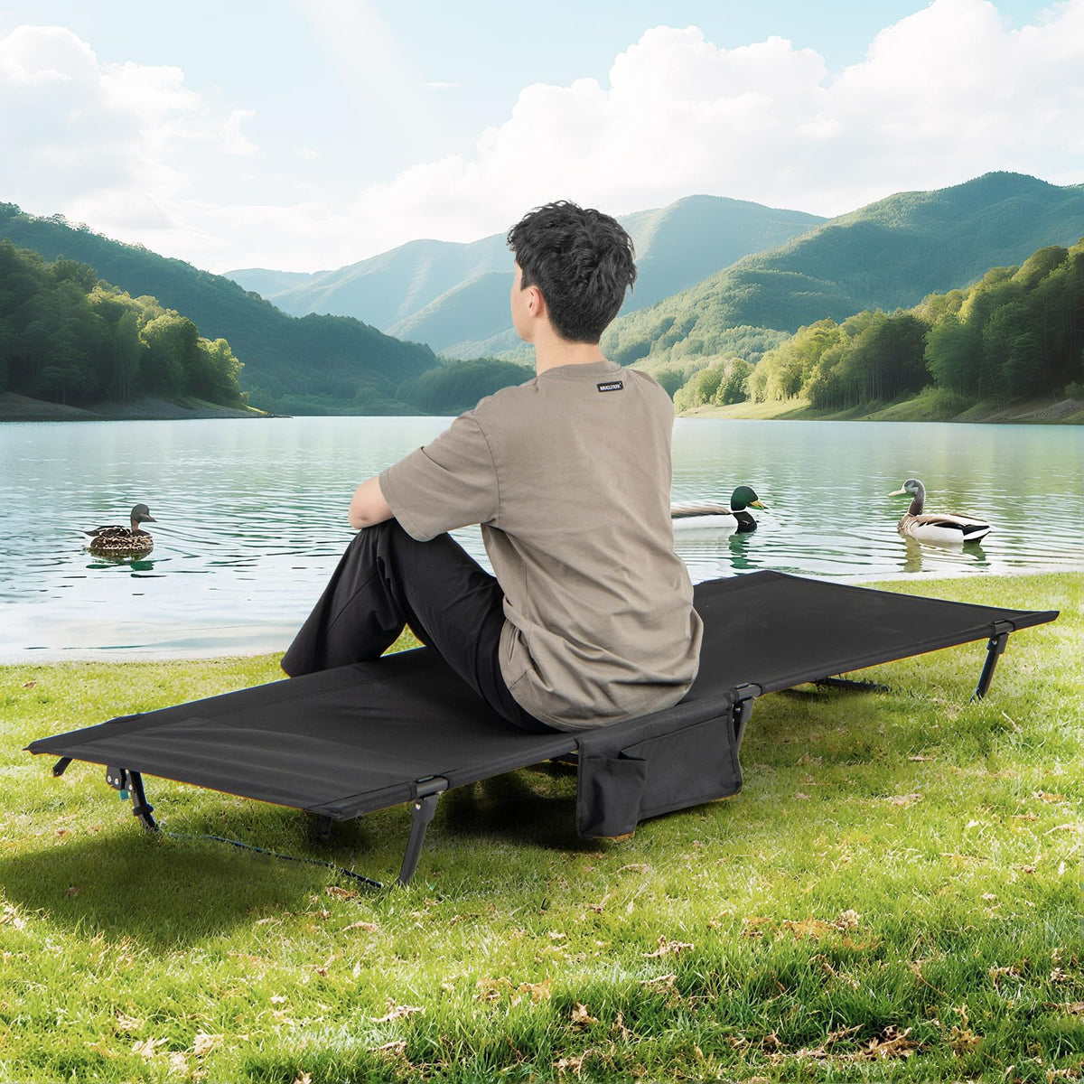 Folding Camping Cot with Carrying Bag & Side Pocket I197