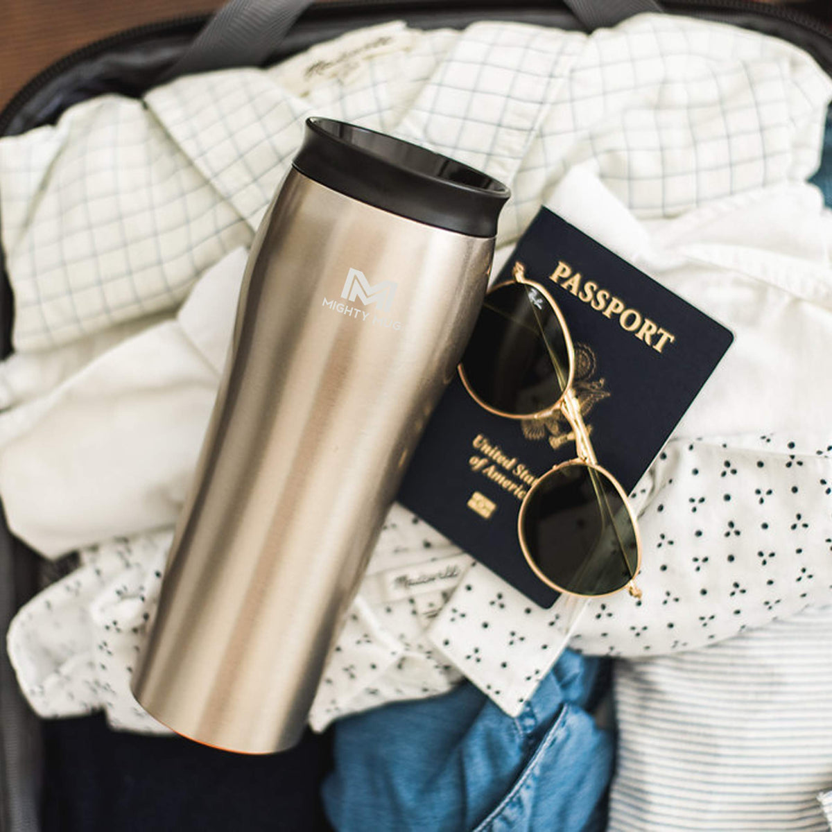 Silver Rosegold Stainless Steel 16 oz Insulated Travel Mug 2 Pack N99991