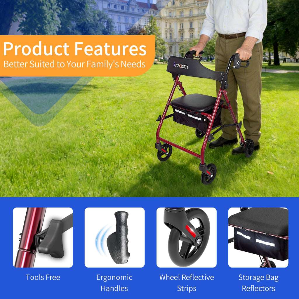 Foldable Rolling Walker with Seat S806299
