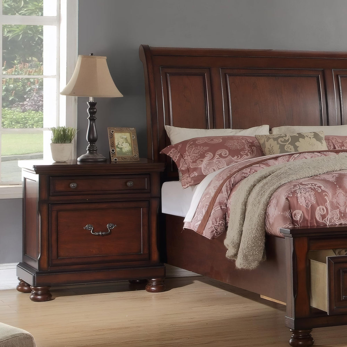 California King Bed Frame Antique Cherry V84503
