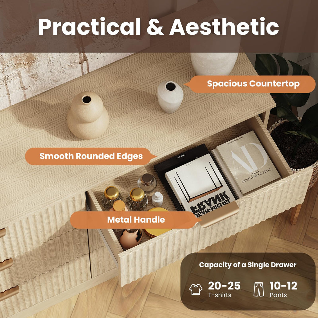 Natural Wood 6 Drawer Dresser Y36951